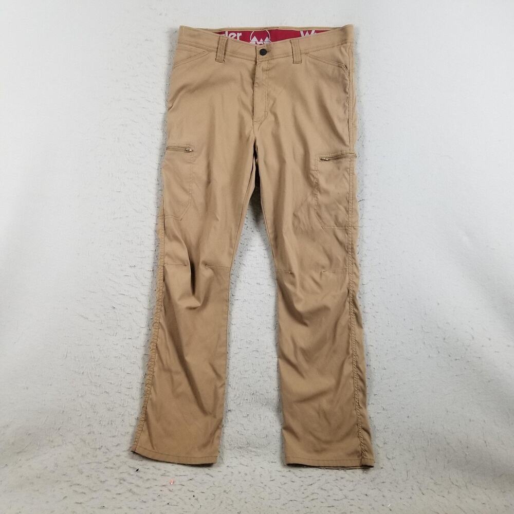 Wrangler Pants Mens 36x30 Beige Cargo Straight Leg Stretch‎ Casual Workwear